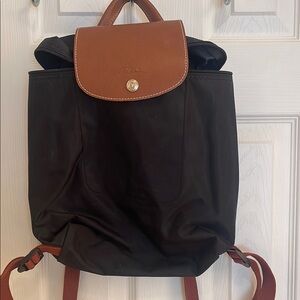 Longchamp Black and Brown Backpack